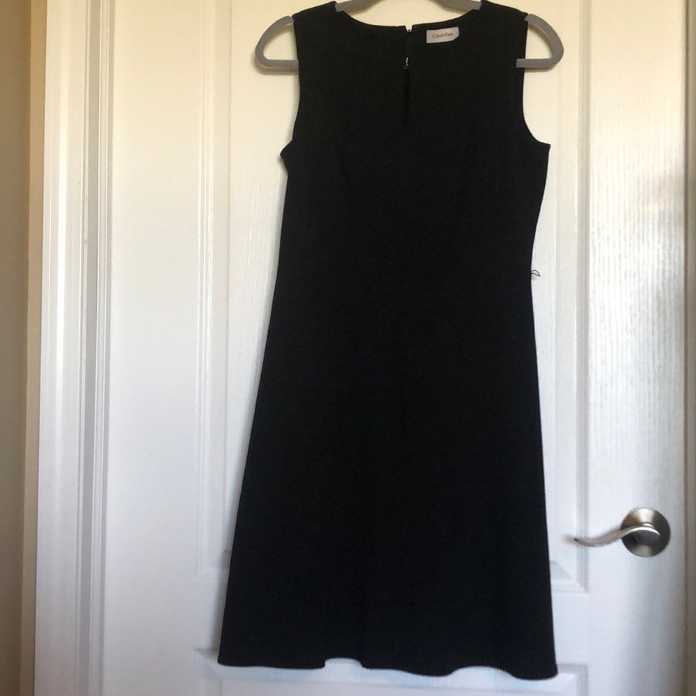 Calvin Klein Black A Line Dress With Gold Clasp